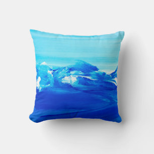 Abstract blue art painting background. Modern art. Throw Pillow