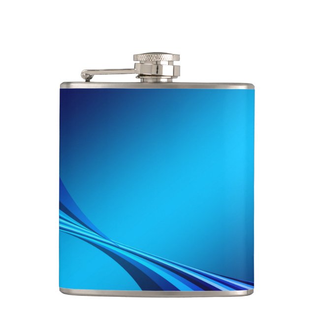 Abstract Blue Background Banner Hip Flask (Front)
