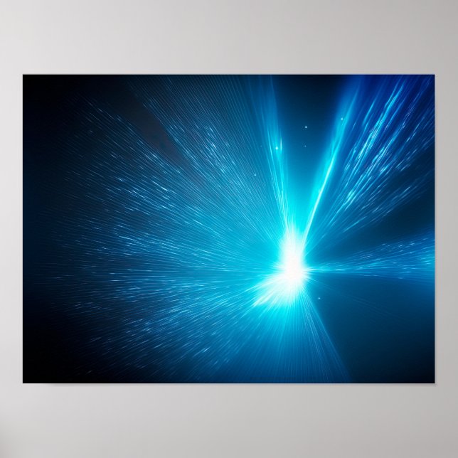 Abstract blue background with rays of light poster (Front)
