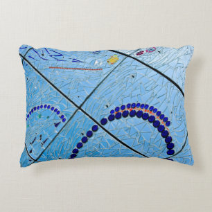 Abstract Blue Baltimore Geometric Mirror Mosaic Accent Pillow