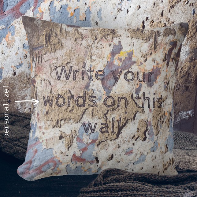 Abstract blue & beige (cracked wall)  throw pillow (Creator Uploaded)