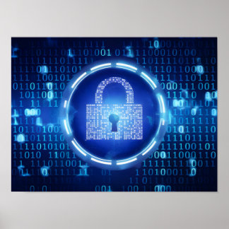 Abstract Blue Binary Data Background Poster