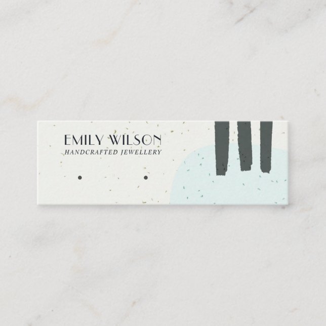 ABSTRACT BLUE BLACK CERAMIC STUD EARRING DISPLAY MINI BUSINESS CARD (Front)