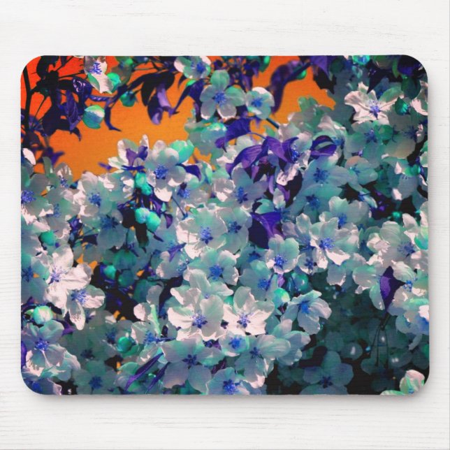 Abstract Blue Blossoms Flower Art Mouse Pad (Front)