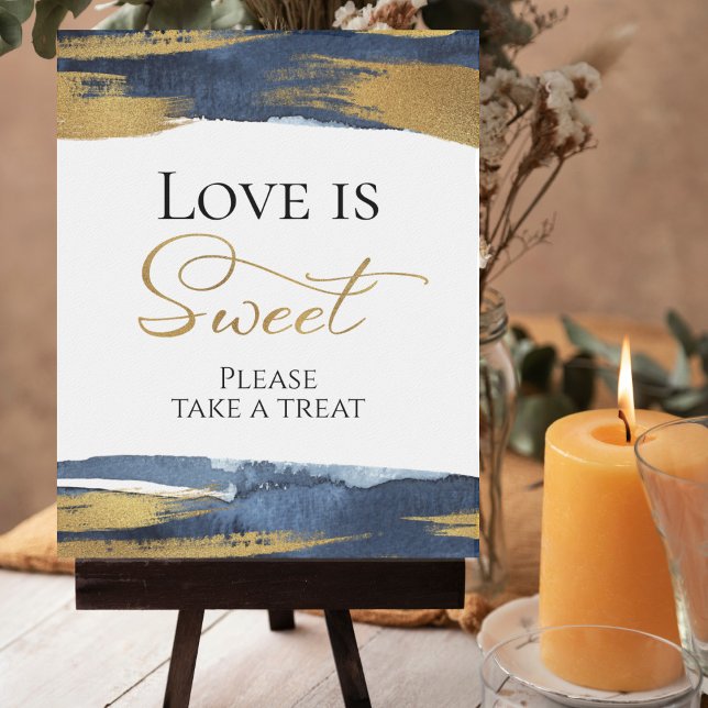 Abstract Blue Bridal Shower Love Is Sweet Sign (Creator Uploaded)