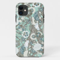 Abstract Blue Brown Flowers