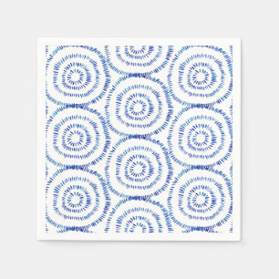 Abstract Blue Brushstroke Circle Coastal Napkin