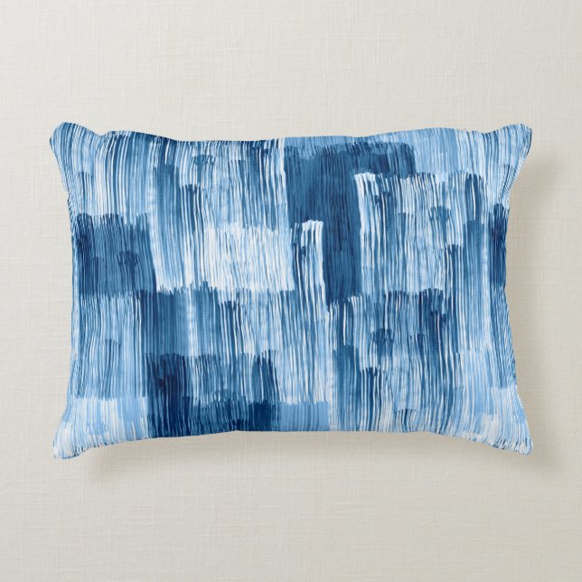 Abstract blue brushstrokes painting pattern accent pillow (Front)