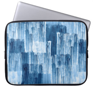 Abstract blue brushstrokes painting pattern laptop sleeve