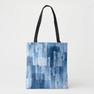 Abstract blue brushstrokes painting pattern tote bag