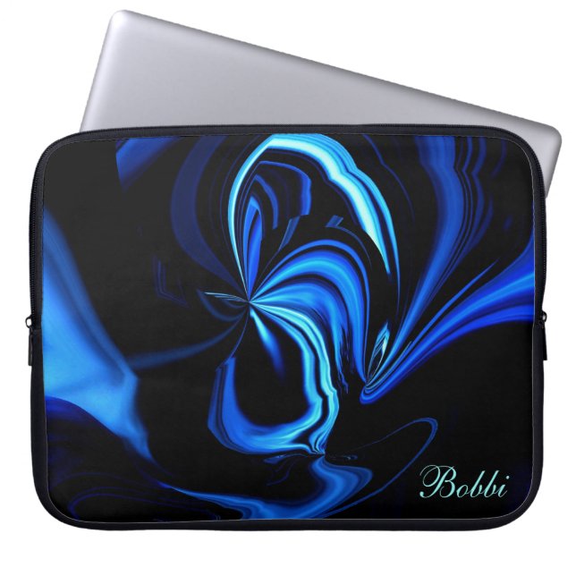 Abstract Blue Buterfly Laptop Sleeve *Personalize* (Front)