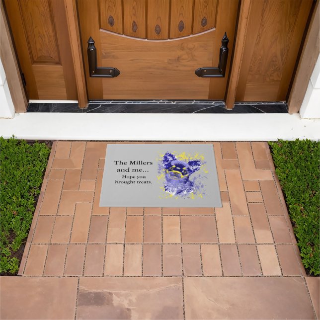 Abstract Blue Chihuahua  Doormat (Outdoor)
