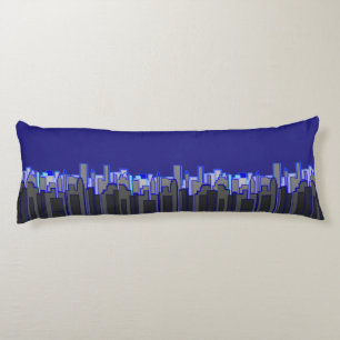 Abstract Blue City Skyline Art Body Pillow