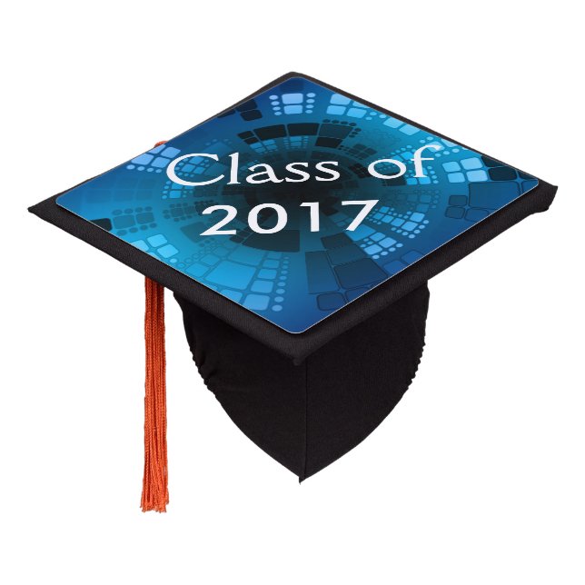 Abstract Blue Class Of Graduation Cap Topper (Angled)