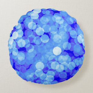 Abstract blue colors light bokeh. Classic blue bac Round Pillow