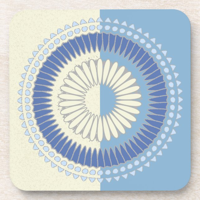 Abstract Blue & Cream Circle Design Coaster (Front)