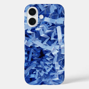 Abstract Blue Crinkled Shredded Paper Photography iPhone 16 Case