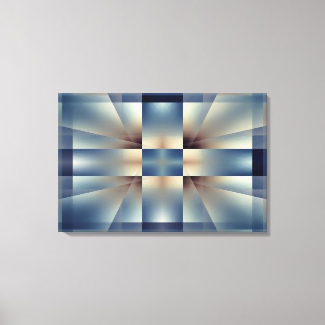 Abstract blue cross pattern canvas print (Front)