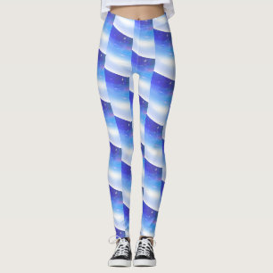 Abstract Blue Curly Wave Pattern #4 Leggings