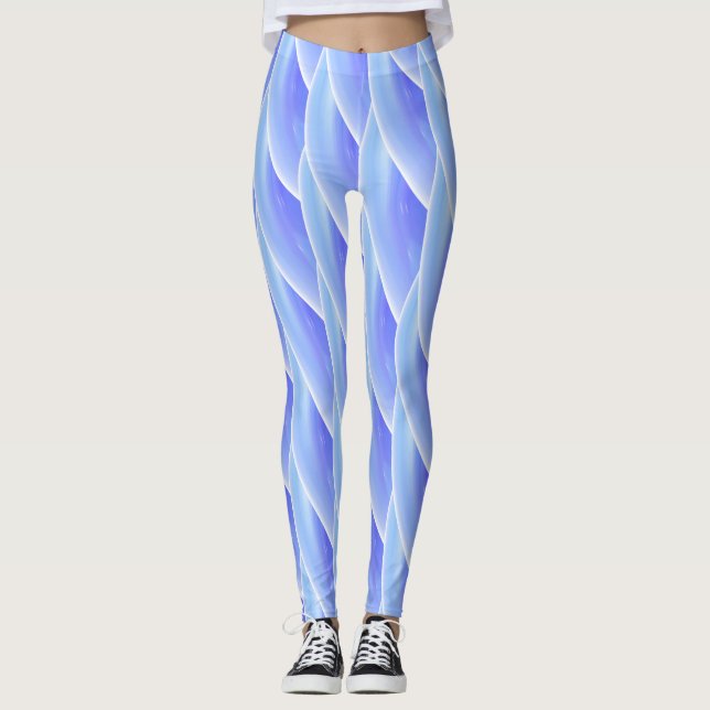 Abstract Blue Curly Wave Pattern #4 Leggings (Front)