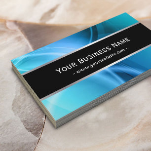 Abstract Blue Curves Black Belt Business Card
