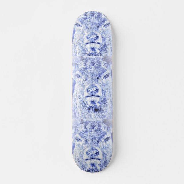 Abstract Blue Deer Skateboard (Front)