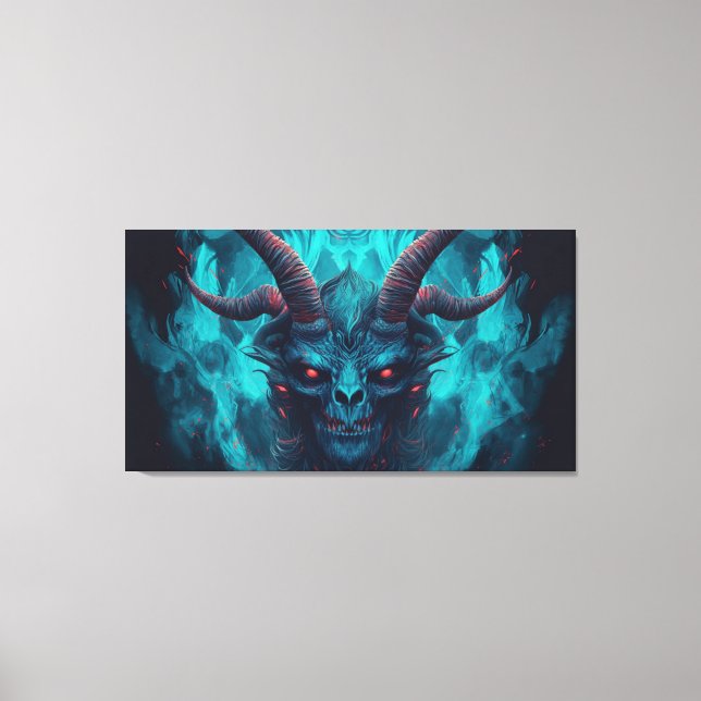 Abstract blue demon canvas print (Front)