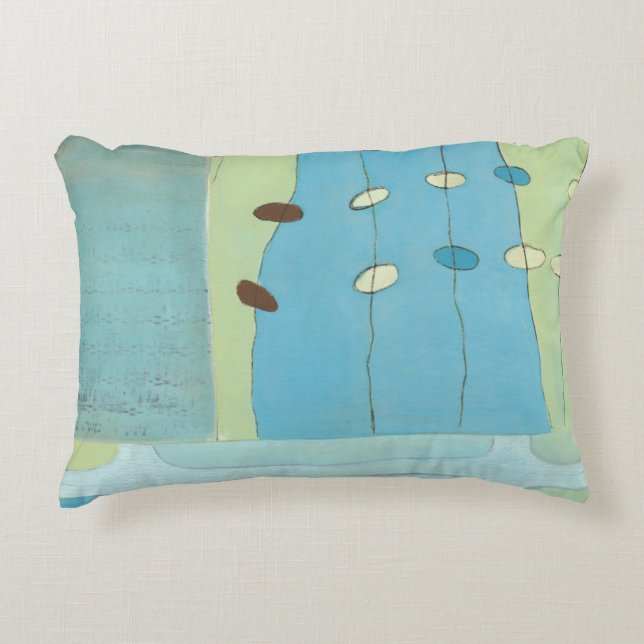 Abstract Blue Egg Parade Decorative Pillow (Front)