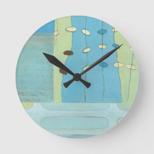 Abstract Blue Egg Parade Round Clock