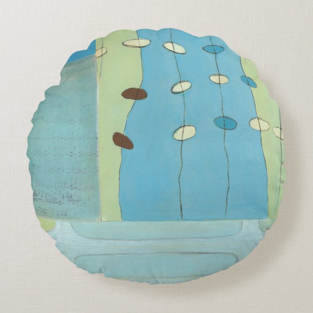 Abstract Blue Egg Parade Round Pillow (Front)
