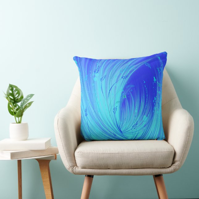 Abstract Blue Enchanted Garden  Throw Pillow (Chair)