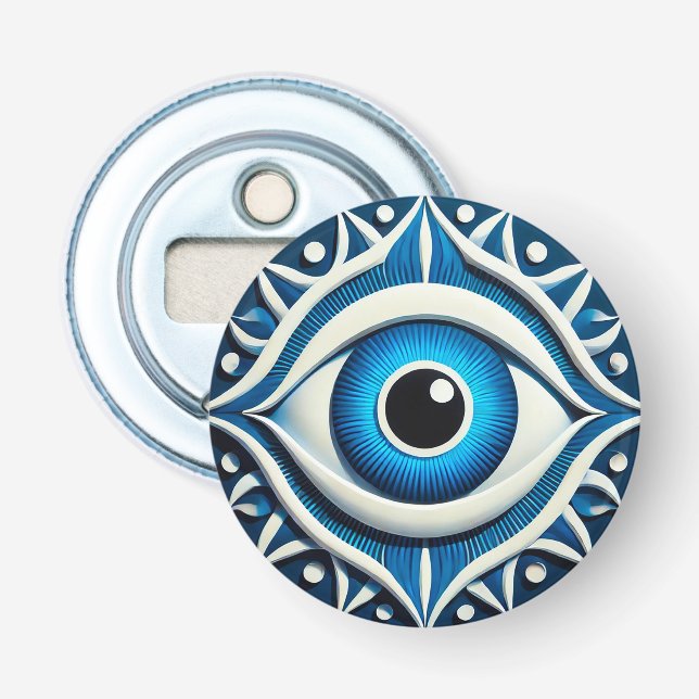 Abstract Blue Evil Eye Symbol Bottle Opener (Front)