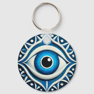 Abstract Blue Evil Eye Symbol Keychain