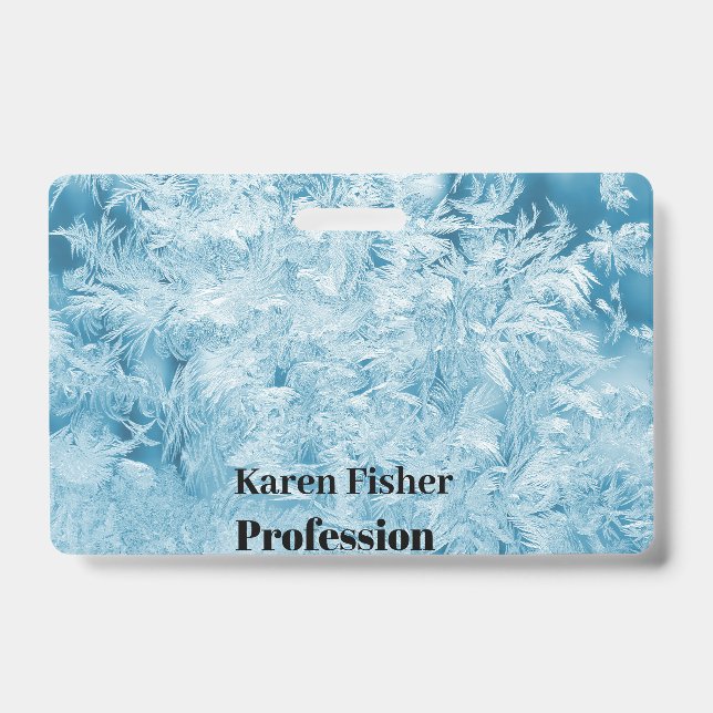 abstract blue feathers and snowflakes badge (Front)