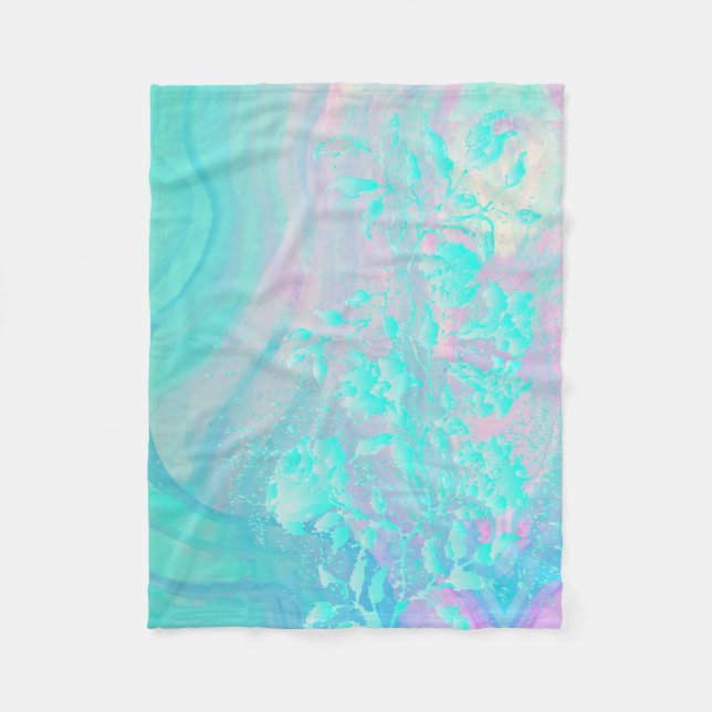 Abstract Blue Fleece Blanket (Front)