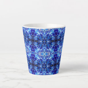 Abstract blue floral latte mug
