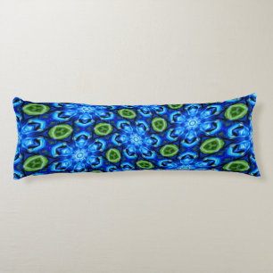 Abstract Blue Floral Pattern Body Pillow