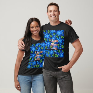 Abstract Blue Floral Pattern T-Shirt