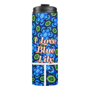 Abstract Blue Floral Pattern Thermal Tumbler