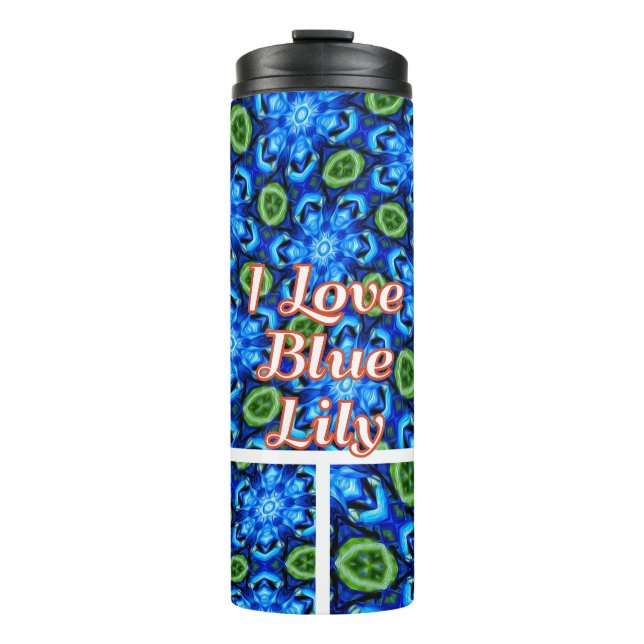 Abstract Blue Floral Pattern Thermal Tumbler (Front)