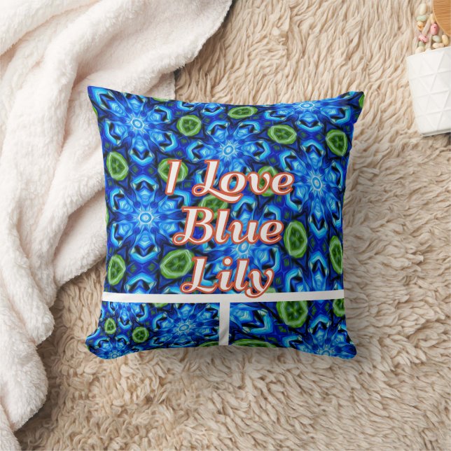 Abstract Blue Floral Pattern Throw Pillow (Blanket)