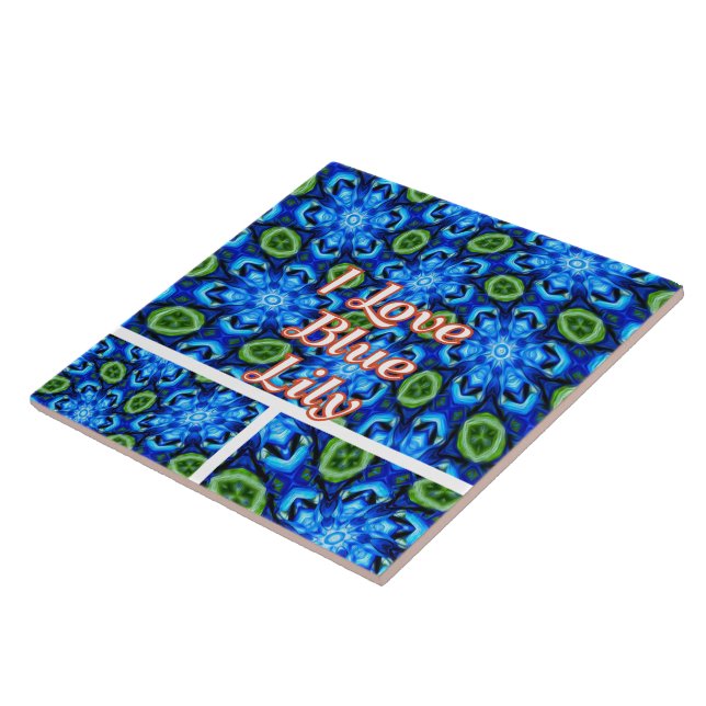 Abstract Blue Floral Pattern Tile (Side)