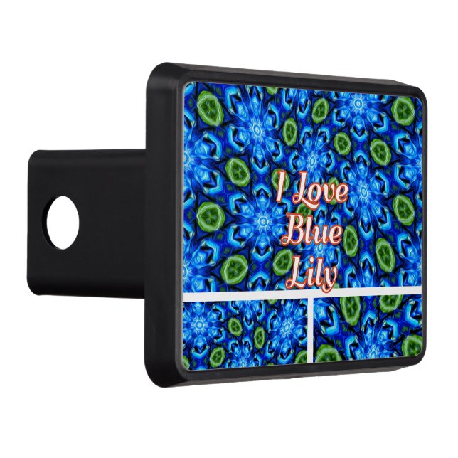 Abstract Blue Floral Pattern Trailer Hitch Cover (Right)