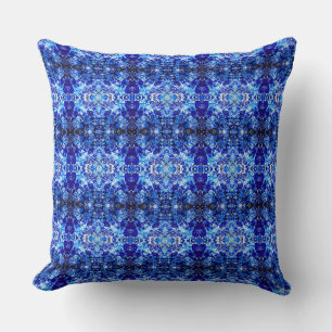 Abstract blue floral throw pillow