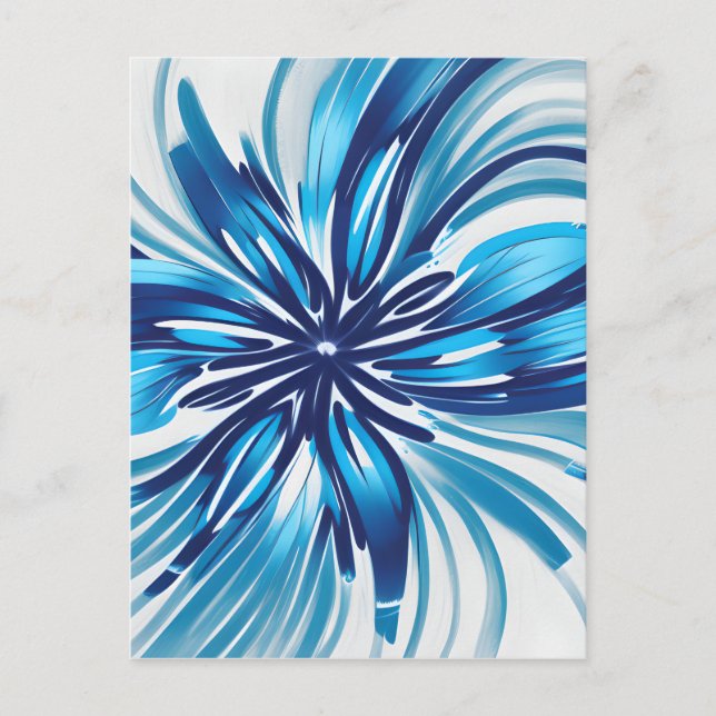 Abstract Blue Flower Art Deco Postcard (Front)