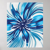 Abstract Blue Flower Art Deco