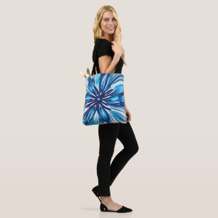Abstract Blue Flower Art Deco Tote Bag