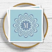 Abstract Blue Flower Custom Monogram Initial 