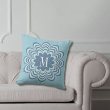 Abstract Blue Flower Custom Monogram Initial