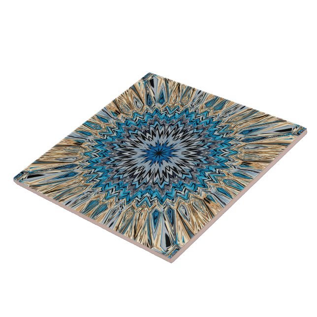 Abstract Blue Flower Tile (Side)